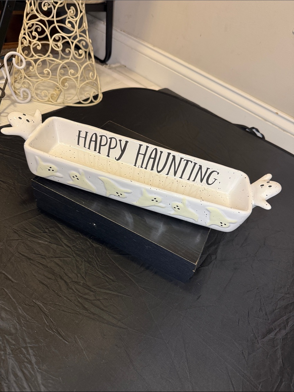 Mud Pie White Ghost Ceramic Vanity Tray - Happy Haunting